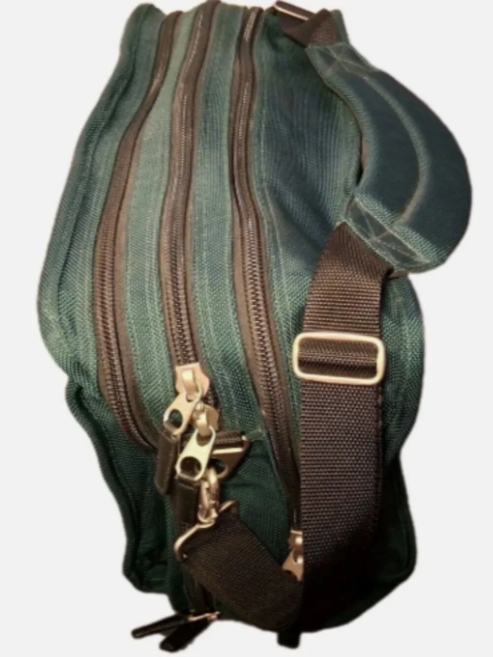 Vintage L.L. Bean Green Laptop Bag Briefcase Messenger Canvas Leather Strap
